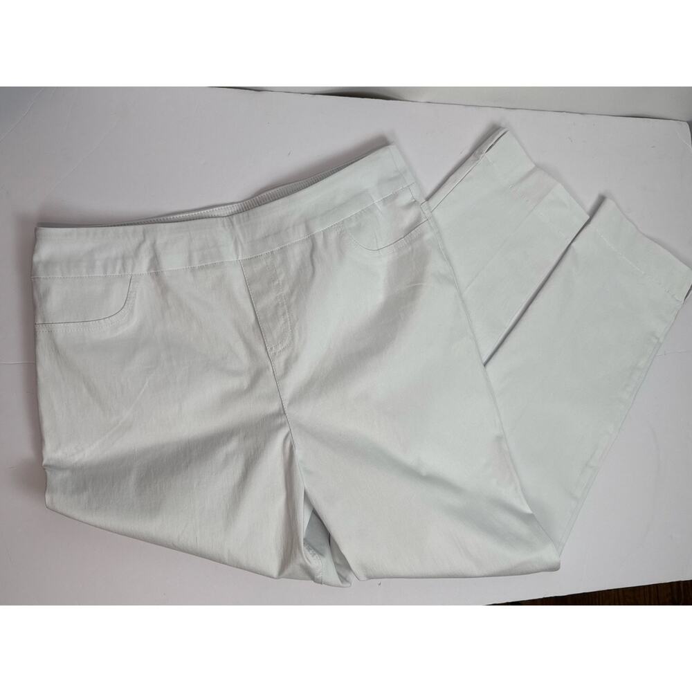 Soft Surroundings Womens White Pants Large Pull On Stretch Straight Leg Casual